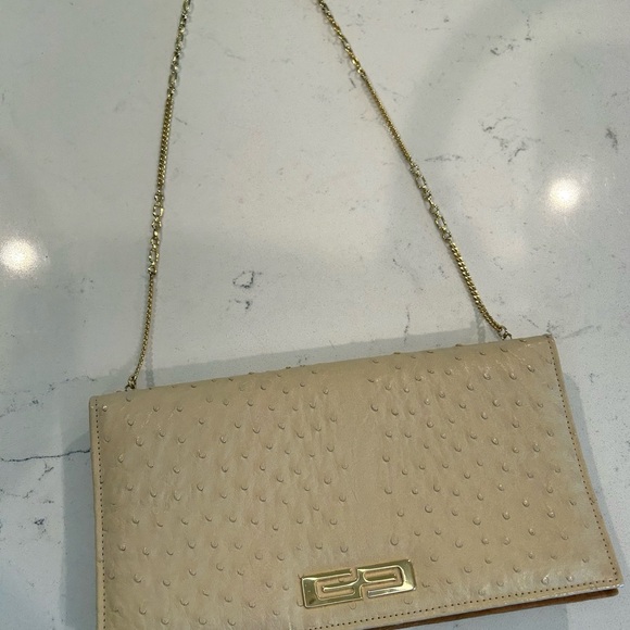 Vintage Corbeau Curio Genuine Ostrich Skin Clutch/Chain Purse. Great Condition - Picture 2 of 16